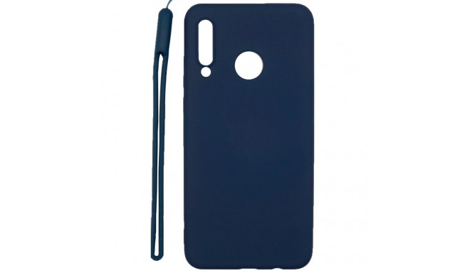 Evelatus Huawei P30 Lite Soft Touch Silicone Case with Strap Dark Blue