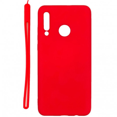 Evelatus Huawei P30 Lite Soft Touch Silicone Case with Strap Red