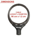 Master Lock Locking Cable 12mm ergonomic Design 8229EURDPRO