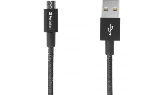 Verbatim Micro USB kaabel 100cm Sync&Charge must, roostevaba teras