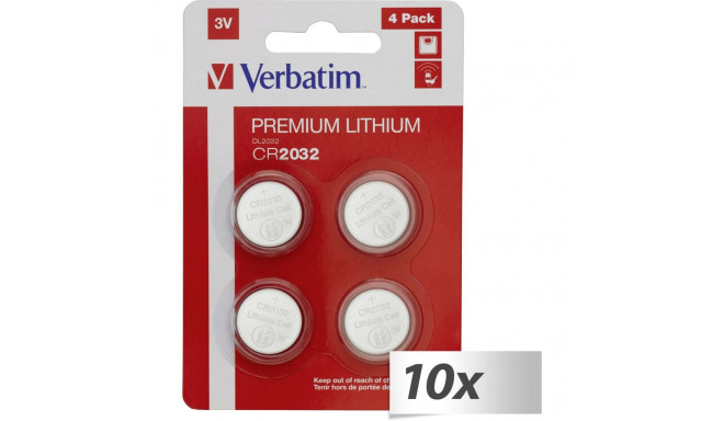 10x4 Verbatim CR 2032 Lithium battery 49533