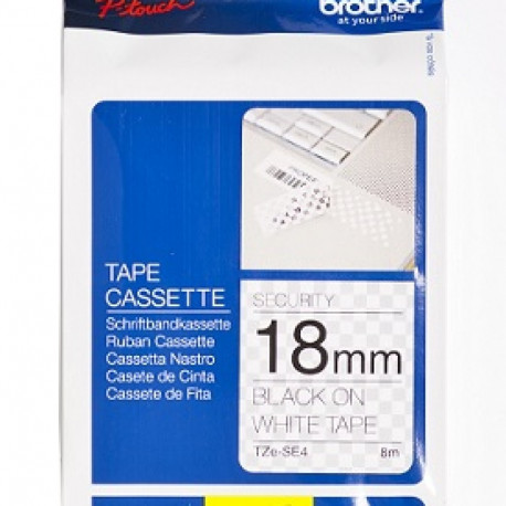 BROTHER TZESE4 18 BLACK ON WHITE SEC TAP