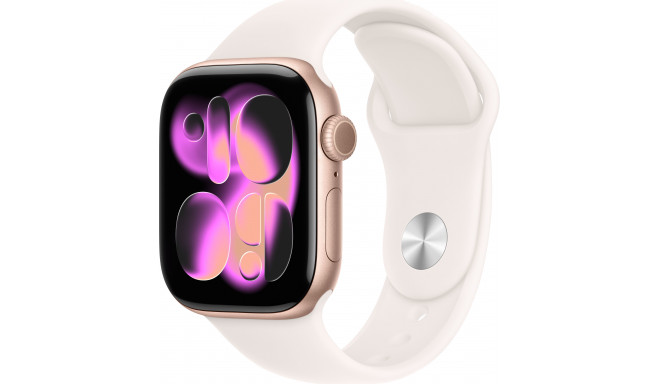 Apple Watch 11 GPS 42mm Sport Band M/L, rose gold/light blush (MEU44ET/A)