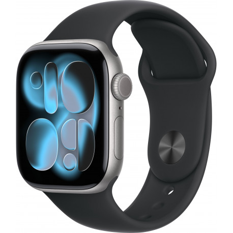 Apple Watch 11 GPS 42mm Sport Band S/M, space grey/black (MEQW4ET/A)