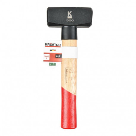Kreator Club Hammer KRTH90201, 1kg, 85mm, 39mm, 215mm, C45 forged steel, FSC wood handle