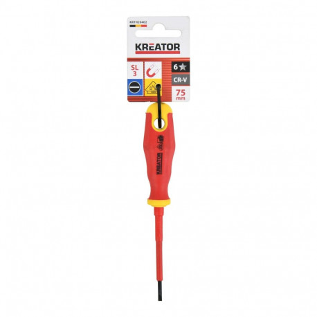 Insulated screwdriver slotted 75mm, SL3 VDE KREATOR KRTH20402