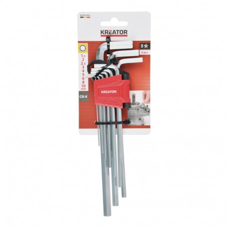 Hex key set KREATOR KRTH21801 1.5-10 mm, 9 pcs, Chrome vanadium, Plastic case
