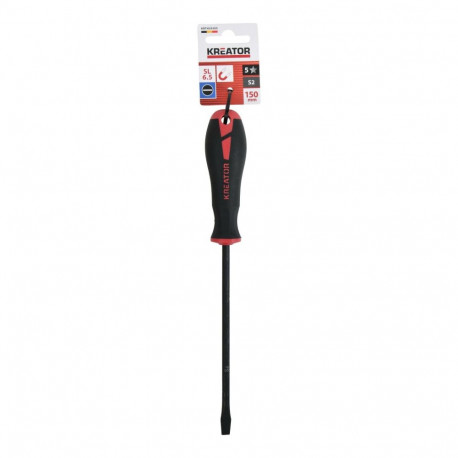 Kreator KRTH20305 Slotted Screwdriver, 150mm, SL6.5, S2 steel, magnetic tip, anti-slip handle