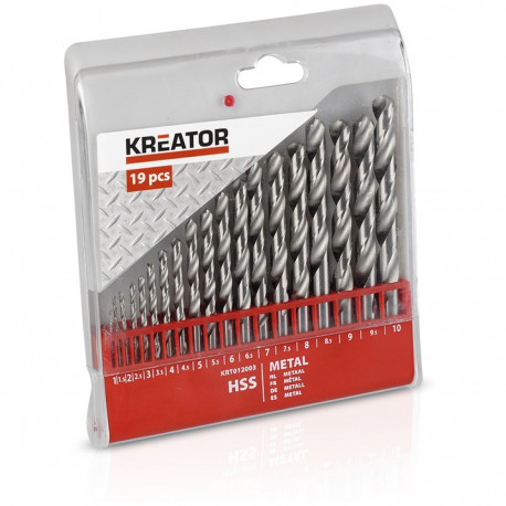 Drill set HSS for metal 1 - 10mm (19pcs.) Kreator