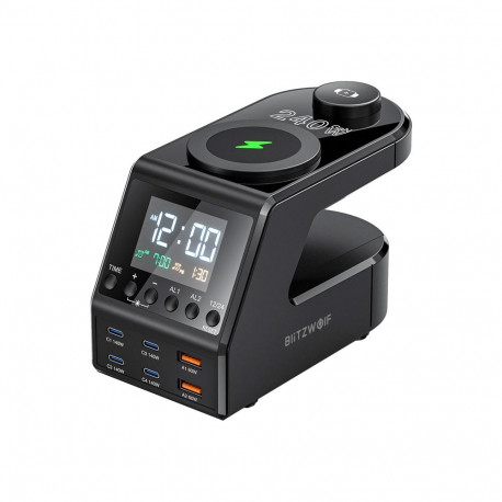 Blitzwolf BW-FW10 äratuskell laadijaga 2xUSB-A, 4xUSB-C, 240W