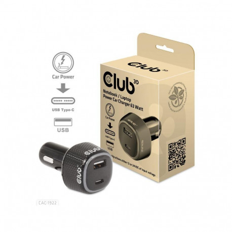 NB CHARGER CAR USB+USB-C/63W CAC-1922 CLUB3D