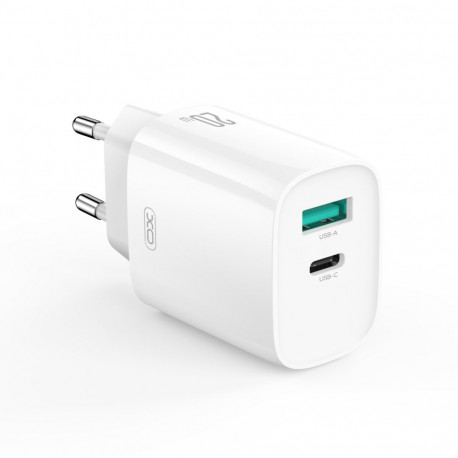 XO seinulaadija CE29 PD 20W 1x USB-C 1x USB + kaabel USB-C - USB-C, valge
