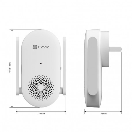 Smart Home Device - EZVIZ CH1 Wi-Fi 4, 20 Melodies, Adjustable Volume, White