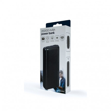 Power Bank - Gembird PB20-02 20000mAh 2xUSB Type-A Micro-USB USB-C Black