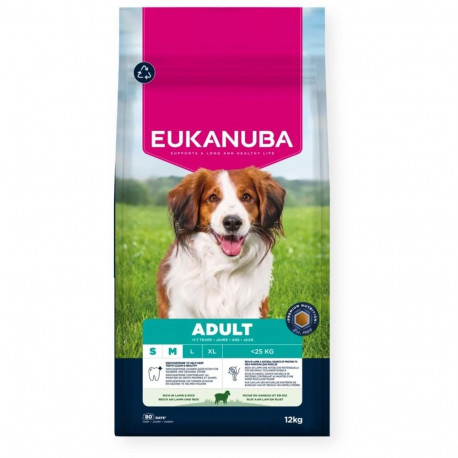 Dog Food - EUKANUBA Adult Small/Medium Lamb & Rice 12kg 25% Protein