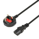 Power Cable - iBOX VDE SCHUKO 1.8m UK Plug Copper Black