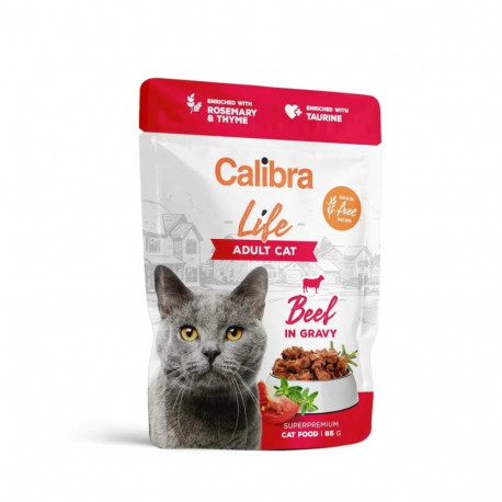 Cat Food - CALIBRA Cat Life Adult Beef in Gravy Wet Food 85g