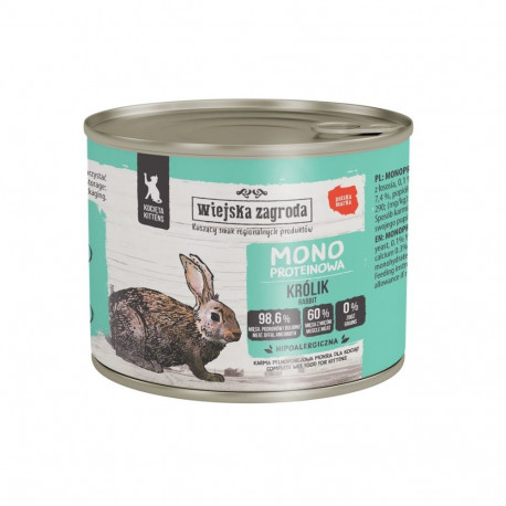 Wet Cat Food - Wiejska Zagroda Rabbit Monoprotein for Kittens 200g
