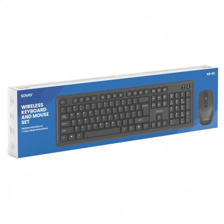 Keyboard and Mouse Set - SAVIO KB-03 Wireless USB QWERTY Full-size Black