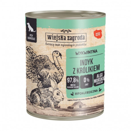 Dog Food - WIEJSKA ZAGRODA Turkey with Rabbit Gluten-Free Wet 800g