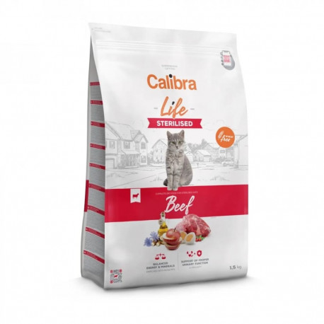 Cat Food - CALIBRA Cat Life Sterilised Beef Dry Food 1.5kg