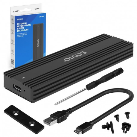 SSD Enclosure - SAVIO AK-84 M.2 SSD 10 Gbit/s USB Type-A & Type-C Black