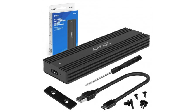 SSD Enclosure - SAVIO AK-84 M.2 SSD 10 Gbit/s USB Type-A & Type-C Black