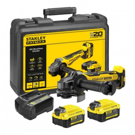 Power Tool - STANLEY SFMCG700M2K 125mm Cordless Angle Grinder 20V 4Ah 8000 RPM