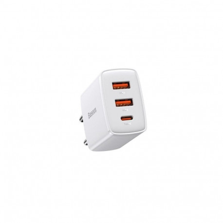 Baseus Compact fast charger 2x USB / USB Type C 30W 3A Power Delivery Quick Charge white (CCXJ-E02) 
