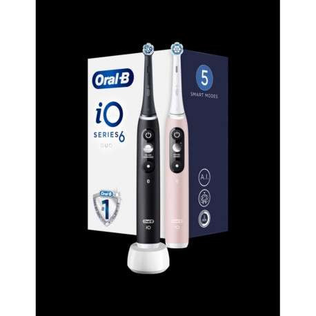 Oral-B iO6 DuoPack Electric Toothbrush, Black + Pink