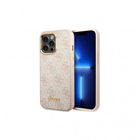 Guess Guess 4G Vintage Gold Logo case for iPhone 14 Pro - pink