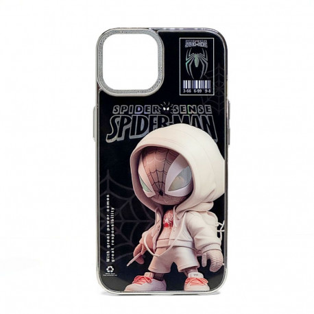 iLike Apple iPhone 14 PC Silicone Case Spider Sense Black Silver