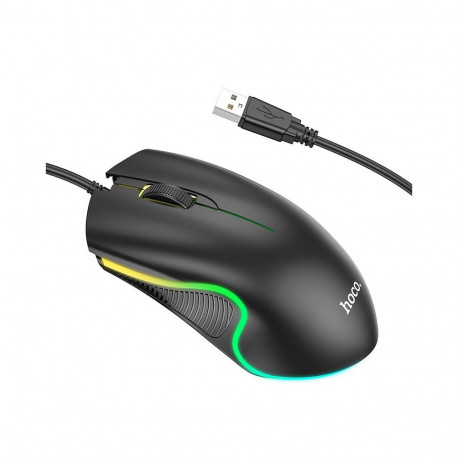 Hoco GM19 Enjoy gaming luminous wired mouse Black