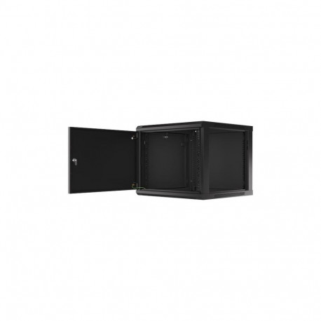 Lanberg Rack cabinet 19" wall-mount 9U/600x600 (flat pack) for self-assembly with metal door, black 