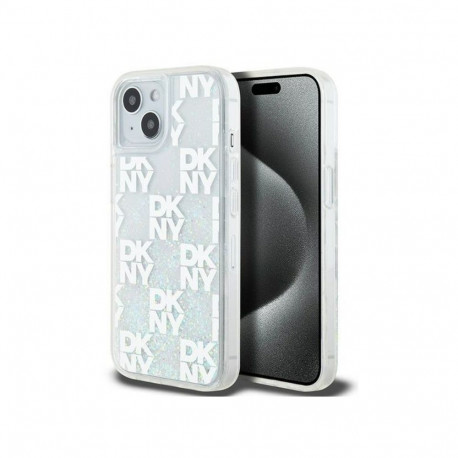 DKNY Apple iPhone 15 hardcase Liquid Glitter Multilogo White