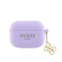 Guess Apple Airpods Pro Case Silicone Classic Logo Gold With 4G Charm Purple Guess Apple Airpods Pro Case Silicone Classic Logo Gold With 4G Charm Purple