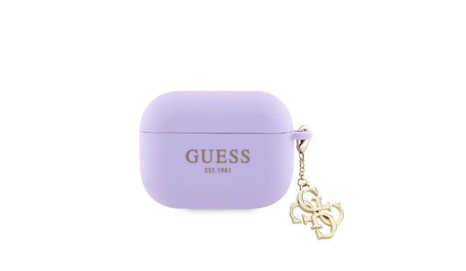 Guess Apple Airpods Pro Case Silicone Classic Logo Gold With 4G Charm Purple