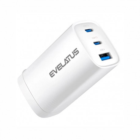 Evelatus 65W Max Fast Charger CN USB-C1/USB-C1/USB-A White