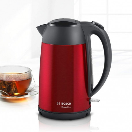 Bosch Kettle DesignLine TWK3P424 Electric, 2400 W, 1.7 L, Stainless steel, 360 rotational base, Red