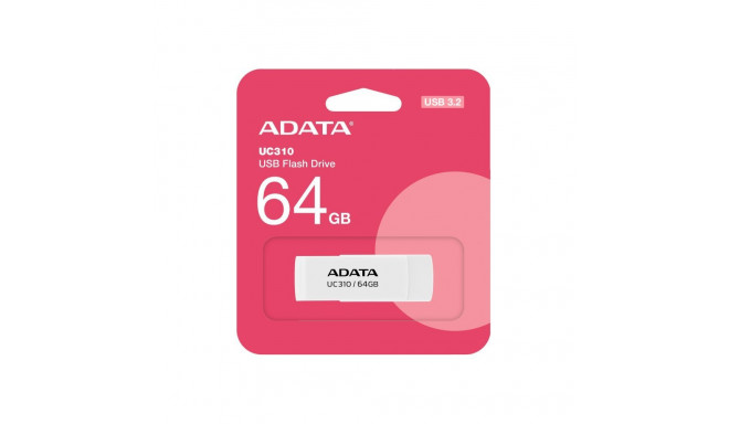ADATA UC310 64GB USB Flash Drive, White