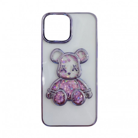 iLike Apple iPhone 14 Silicone Case Print Desire Bear Purple