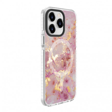 Evelatus Apple iPhone 15 Pro PC+TPU With MagSafe Customized Print Marble Pink
