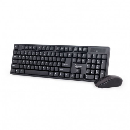 Gembird KBS-W-01 Keyboard and Mouse Set, Wireless, Mouse included, Batteries included, US, Black, Nu