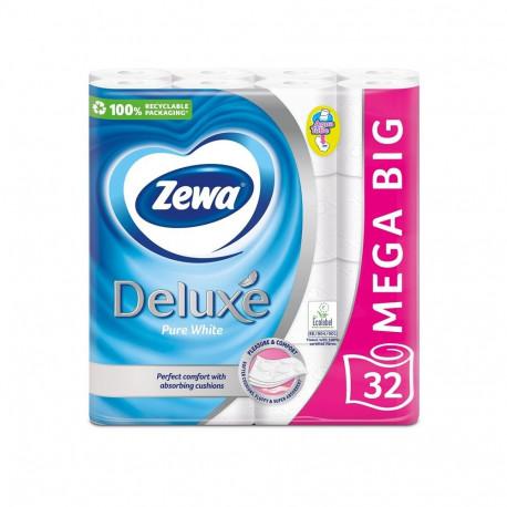 PAPER TOILET ZEWA DELUXE PURE WHITE 32