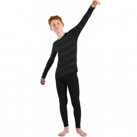 Odlo Set long ACTIVE WARM ECO laste aluspesu komplekt, suurus 116 cm, must ja hall