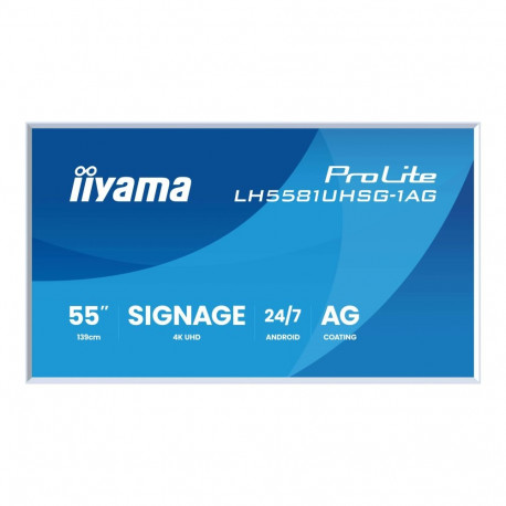 IIYAMA LH5581UHSG-1AG 55-tolline Gallery Line eemaldatav raam 3840x2160 UHD VA ELED 2xHDMI 1xUSB-C 2
