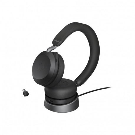 JABRA Evolve2 75 Headset on-ear Bluetooth wireless active noise cancelling USB-C noise isolating bla