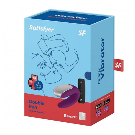 Satisfyer paaride vibraator Double Fun Bluetooth App, lilla
