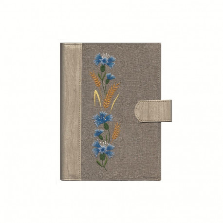 Raamatkalender Minister Tikand Nädal H (linane) Rukkilill, A5, spiraalköide, tikand linasest kangast