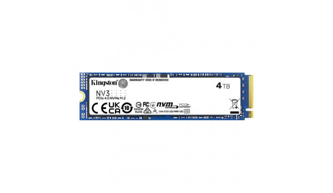 Kingston SSD||NV3|4TB|M.2|PCIE|3D NAND|Write speed 5000 MBytes/sec|Read speed 6000 MBytes/sec|MTBF 2